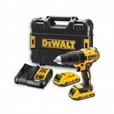 Дриль-шурупокрут DeWALT, безщітковий, безударний, XR Li-ion 18 В, 2 А/год, 65 Нм, 500-1750 об/хв, патрон 13 мм швидкозатискний, кількість швидкостей - 2, вага 1.15 кг, 2 акумулятора, зарядний пристрій, валіза