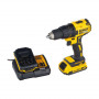 Дриль-шурупокрут DeWALT, безщітковий, безударний, XR Li-ion 18 В, 2 А/год, 65 Нм, 500-1750 об/хв, патрон 13 мм швидкозатискний, кількість швидкостей - 2, вага 1.15 кг, 2 акумулятора, зарядний пристрій, валіза