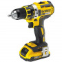 Дриль-шурупокрут DeWALT, безщітковий, безударний, XR Li-ion 18 В, 2 А/год, 60 Нм, 600-2000 об/хв, патрон 13 мм швидкозатискний, кількість швидкостей - 2, вага 1.2 кг, 2 акумулятора, зарядний пристрій, валіза