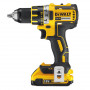 Дриль-шурупокрут DeWALT, безщітковий, безударний, XR Li-ion 18 В, 2 А/год, 60 Нм, 600-2000 об/хв, патрон 13 мм швидкозатискний, кількість швидкостей - 2, вага 1.2 кг, 2 акумулятора, зарядний пристрій, валіза