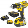 Дриль-шурупокрут DeWALT, безщітковий, безударний, XR Li-ion 18 В, 4 А/год, 60 Нм, 600-2000 об/хв, патрон 13 мм швидкозатискний, кількість швидкостей - 2, вага 1.2 кг, 2 акумулятора, зарядний пристрій, валіза