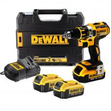Дриль-шурупокрут DeWALT, безщітковий, безударний, XR Li-ion 18 В, 4 А/год, 60 Нм, 0-600/2000 об/хв, патрон 13 мм швидкозатискний, кількість швидкостей - 2, вага 1.2 кг, 3 акумулятори, зарядний пристрій, валіза TSTAK