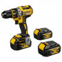Дриль-шурупокрут DeWALT, безщітковий, безударний, XR Li-ion 18 В, 4 А/год, 60 Нм, 0-600/2000 об/хв, патрон 13 мм швидкозатискний, кількість швидкостей - 2, вага 1.2 кг, 3 акумулятори, зарядний пристрій, валіза TSTAK