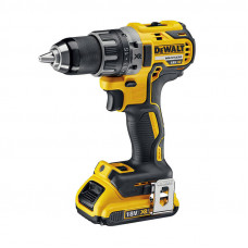Дриль-шурупокрут DeWALT, безщітковий, безударний, XR Li-ion 18 В, 2 А/год, 70 Нм, 550-2000 об/хв, патрон 13 мм швидкозатискний, кількість швидкостей - 2, вага 1.5 кг, 2 акумулятора, зарядний пристрій, валіза