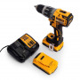 Дриль-шурупокрут DeWALT, безщітковий, ударний, 18 В XR Li-ion, 2 А/год, 70 Нм, 550-2000 об/хв, патрон 13 мм швидкозатискний, кількість швидкостей - 2, вага 1.6 кг, 2 акумулятора, зарядний пристрій, валіза