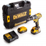 Дриль-шурупокрут DeWALT, безщітковий, ударний, 18 В XR Li-ion, 5 А/год, 70 Нм, 550-2000 об/хв, патрон 13 мм швидкозатискний, кількість швидкостей - 2, вага 1.82 кг, 2 акумулятора, зарядний пристрій, валіза