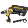 Дриль-шурупокрут DeWALT, безщітковий, безударний, XR Li-ion 18 В, 95 Нм, 450-2000 об/хв, патрон 13 мм швидкозатискний, кількість швидкостей - 3, вага 1.5 кг, валіза, багатопозиційна бічна рукоятка, без акумулятора і