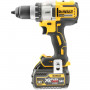 Дриль-шурупокрут DeWALT, безщітковий, безударний, XR Li-ion 18 В, 6 А/год, 95 Нм, 450-2000 об/хв, патрон 13 мм швидкозатискний, кількість швидкостей - 3, вага 1.5 кг, 2 акумулятора, зарядний пристрій, валіза
