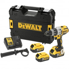 Дриль-шурупокрут DeWALT, безщітковий, ударний, 18 В XR Li-ion 5 А/год, 95 Нм, 0-500 / 1500 / 2250 об/хв, 0-8600 / 25500 / 38250 уд/хв., патрон 13 мм швидкозатискний, кількість швидкостей - 3, вага 1.6 кг, 3 акумулято