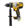 Дриль-шурупокрут DeWALT, безщітковий, ударний, 18 В XR Li-ion,126 Нм, 500 / 1500 / 2250 об/хв, 8500 / 25500 / 38250 уд/хв., патрон 13 мм швидкозатискний, кількість швидкостей - 3, вага 1.61 кг, без акумулятора і заря