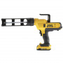 Пістолет акумуляторний для герметиків DeWALT, 18 В XR Li-ion, контейнер 300 мл, вага 1.8 кг, 1 акумулятор 2 А/год, ЗП та валіза