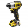 Шурупокрут ударний акумуляторний DeWALT, 12 В XR Li-ion, безщітковий, 163 Нм, 2850 об/хв, 2 акумулятори, зарядний пристрій, валіза