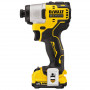 Шурупокрут ударний акумуляторний DeWALT, 12 В XR Li-ion, безщітковий, 163 Нм, 2850 об/хв, 2 акумулятори, зарядний пристрій, валіза