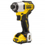 Шурупокрут ударний акумуляторний DeWALT, 12 В XR Li-ion, безщітковий, 163 Нм, 2850 об/хв, 2 акумулятори, зарядний пристрій, валіза