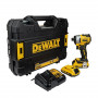 Шурупокрут ударний акумуляторний DeWALT, 18 В XR Li-ion, безщітковий, 190 Нм, 2800 об/хв, валіза, вага 0.96 кг