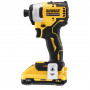 Шурупокрут ударний акумуляторний DeWALT, 18 В XR Li-ion, безщітковий, 190 Нм, 2800 об/хв, валіза, вага 0.96 кг