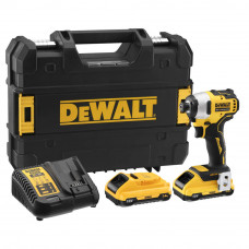 Шурупокрут ударний акумуляторний DeWALT, 18 В XR Li-ion, безщітковий, 190 Нм, 2800 об/хв, валіза, вага 0.96 кг