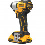 Шурупокрут ударний акумуляторний DeWALT, 18 В XR Li-ion, безщітковий, 2 А/год, 192 Нм, 3200 об/хв, 4200 уд/хв, розмір тримача насадок 6.35 мм (1/4), кількість швидкостей - 1, вага 0.88 кг, 2 акумулятори, зарядний при