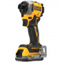 Шурупокрут ударний акумуляторний DeWALT, безщітковий, XR Li-ion 18 В PowerStack, 1.7 А/год, 206 Нм, 3250 об/хв, 3800 уд/хв, розмір тримача насадок 6.35 мм (1/4), кількість швидкостей - 3, вага 0.95 кг, 1 акумулятор,