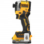 Шурупокрут ударний акумуляторний DeWALT, безщітковий, XR Li-ion 18 В PowerStack, 1.7 А/год, 206 Нм, 3250 об/хв, 3800 уд/хв, розмір тримача насадок 6.35 мм (1/4), кількість швидкостей - 3, вага 0.95 кг, 1 акумулятор,