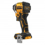 Шурупокрут ударний акумуляторний DeWALT, 18 В XR Li-ion, безщітковий, 206 Нм, 3250 об/хв, 3800 уд, розмір тримача насадок 6.35 мм (1/4), кількість швидкостей - 3, вага 0.95 кг, без акумуляторів і зарядного пристрою,