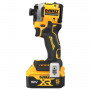 Шурупокрут ударний акумуляторний DeWALT, 18 В XR Li-ion, безщітковий, 206 Нм, 5 А/год, 3250 об/хв, 3800 уд, розмір тримача насадок 6.35 мм (1/4), кількість швидкостей - 3, вага 0.95 кг, 2 акумулятори, зарядний пристр