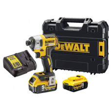 Шурупокрут ударний акумуляторний DeWALT, 18 В XR Li-ion, безщітковий, 205 Нм, 3250 об/хв, валіза,2 акумулятора 5 А/год, зарядний пристрій, вага 1.3 кг