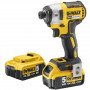 Шурупокрут ударний акумуляторний DeWALT, 18 В XR Li-ion, безщітковий, 205 Нм, 3250 об/хв, валіза,2 акумулятора 5 А/год, зарядний пристрій, вага 1.3 кг