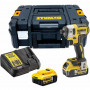 Шурупокрут ударний акумуляторний DeWALT, 18 В XR Li-ion, безщітковий, 205 Нм, 3250 об/хв, валіза,2 акумулятора 5 А/год, зарядний пристрій, вага 1.3 кг