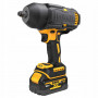 Гайковерт ударний DeWALT, безщітковий, XR Li-ion 18 В, 5 А/год, GFN блок, 1396 Нм, 2300 об/хв, 2200 уд/хв, розмір тримача насадок 1/2 зі стопорним кільцем, кількість швидкостей - 3+1 режим, вага 2.9 кг, 2 акумулятори