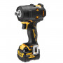 Гайковерт ударний DeWALT, безщітковий, XR Li-ion 12 В, 338 Нм, 5 А/год, 2850 об/хв, 3250 уд/хв, розмір тримача насадок 1/2, кількість швидкостей - 1, вага 1 кг, 1 акумулятор, зарядний пристрій, гумовий чохол корпусу,