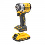 Гайковерт ударний DeWALT, безщітковий, XR Li-ion 18 В, 406 Нм, 2 А/год, 2500 об/хв, 3550 уд/хв, розмір тримача насадок 1/2 зі стопорним кільцем, кількість швидкостей - 2+2 режими, вага 1.1 кг, 2 акумулятори, зарядний