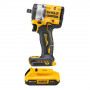 Гайковерт ударний DeWALT, безщітковий, XR Li-ion 18 В, 406 Нм, 2 А/год, 2500 об/хв, 3550 уд/хв, розмір тримача насадок 1/2 зі стопорним кільцем, кількість швидкостей - 2+2 режими, вага 1.1 кг, 2 акумулятори, зарядний