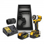 Гайковерт ударний DeWALT, безщітковий, XR Li-ion 18 В серії «G» (Glass Filled Nylon), 406 Нм, 5 А/год, 2500 об/хв, 3550 уд/хв, розмір тримача насадок 1/2 зі стопорним кільцем, кількість швидкостей - 2+2 режими, вага