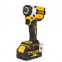 Гайковерт ударний DeWALT, безщітковий, XR Li-ion 18 В серії «G» (Glass Filled Nylon), 406 Нм, 5 А/год, 2500 об/хв, 3550 уд/хв, розмір тримача насадок 1/2 зі стопорним кільцем, кількість швидкостей - 2+2 режими, вага
