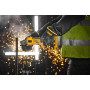 Шліфмашина кутова акумуляторна безщіткова DeWALT, 18 B XR Li-ion 5 А/год, d = 125 мм, 9000 об/хв, 2 акумулятори PowerStack 5 А/год, зарядний пристрій, TSTAK, вага 1.74 кг