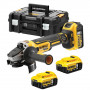 Шліфмашина кутова акумуляторна безщіткова DeWALT, 18 B XR Li-ion, 125 мм, 9000 об/хв, вага 1.74 кг, валіза TSTAK, 3 акумулятора, зарядний пристрій