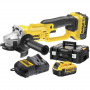 Шліфмашина кутова акумуляторна безщіткова DeWALT, 18 B XR Li-ion, d = 125 мм, 8000 об/хв, вага 2.2 кг, валіза, 2 акумулятори, зарядний пристрій