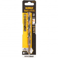 Свердло по металу DeWALT EXTREME IMPACT Black & Gold, HSS-G, діаметр 13 мм, загальна довжина 144.9 мм, робоча довжина 106.9 мм, 1 од
