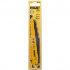 Пильне полотно DeWALT для деревини та пластмаси, чисте, швидке фігурне розпилювання, довжина 152 мм, крок зубів 7 TPI, для шабельних пил, пакування 5 од