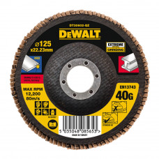 Круг шліфувальний пелюстковий DeWALT INOX Extreme, нержавіюча сталь/листовий метал, 125 x 22.23 мм, G 40 мкм