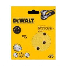 Шліфувальний аркуш DeWALT, d = 125 мм, зерно 120, для ексцентрикових шліфувальних машин DW423/ES55, 25 од