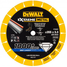 Диск алмазний по металу DeWALT, d = 355 мм, товщина 3.3 мм, діаметр посадкового отвору 25.4 мм