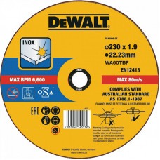 Круг відрізний DeWALT INOX, нержавіюча сталь/листовий метал, 230 х 1.9 х 22.23 мм