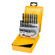 Набір свердел по металу DeWALT HSS-R, 19 од: 1, 1.5, 2, 2.5, 3, 3.5, 4, 4.5, 5, 5.5, 6, 6.5, 7, 7.5, 8, 8.5, 9, 9.5,10 мм, металева касета