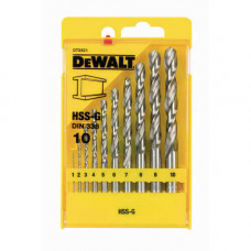 Набір свердел по металу DeWALT HSS-G, 10 од: d = 1; 2; 3; 4; 5; 6; 7; 8; 9; 10, пластикова касета