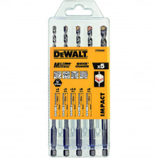 Набір свердел універсальних DeWALT MULTI MATERIAL IMPACT, для дрилів ударної дії, 5 од, пластиковий кейс