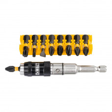 Набір біт DeWALT "IMPACT TORSION", ударні, Torx, Philips, Pozidriv, Slotted, L = 25 мм, PH2, PZ2, PZ3, T15, T30, SL6, шарнірний магнітний тримач, 10 од