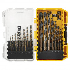 Набір свердел по металу DeWALT Black&Gold HSS-G, 23 од: 2 х 1, 2 х 1.5, 2 х 2, 2 х 2.5, 2 х 3, 2 х 3.5, 2 х 4, 4.5, 2 х 5, 6, 7, 8, 9, 10, 12 мм, кейс Tough Case
