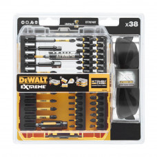 Набір біт і насадок DeWALT "EXTREME FLEXTORQ", Phillips, Pozidriv, Torx, Slotted, Ph2, Ph3, Pz1, Pz2, Pz3, T10, T15, T20, T25, T30, SL6, SL6-8, L = 25, 57, 85 мм, 38 од + окуляри, кейс